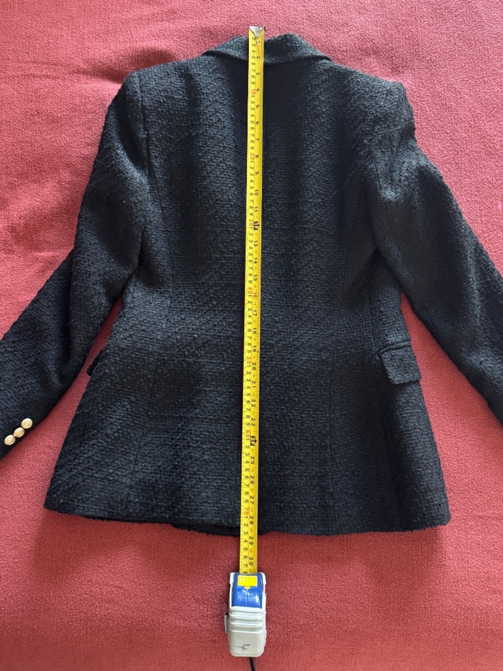 Zara - Black Tweed Blazer with Gold Buttons - Picture 5 of 7